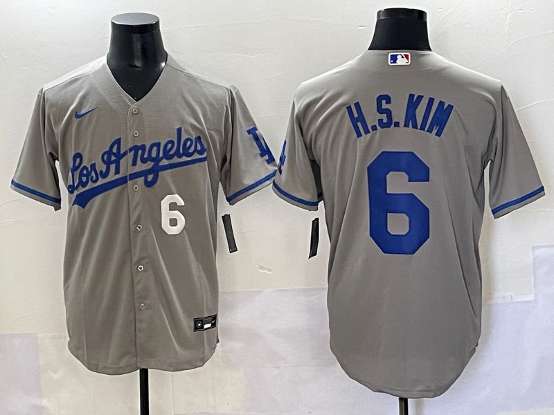 Men 2025 Los Angeles Dodgers #6 H.S.Kim Grey Game Nike MLB Jersey style 4->los angeles dodgers->MLB Jersey